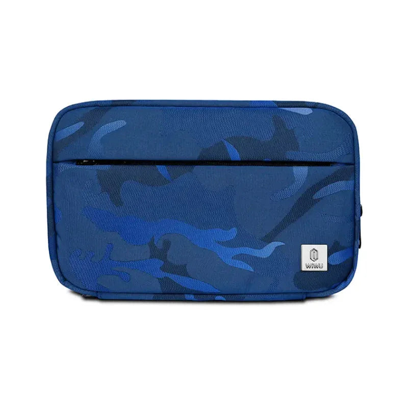 Wiwu Camou Travel Pouch With Cable Go Through Slot - Blue - Tashqila Wiwu Camou Travel Pouch With Cable Go Through Slot - Blue - Tashqila